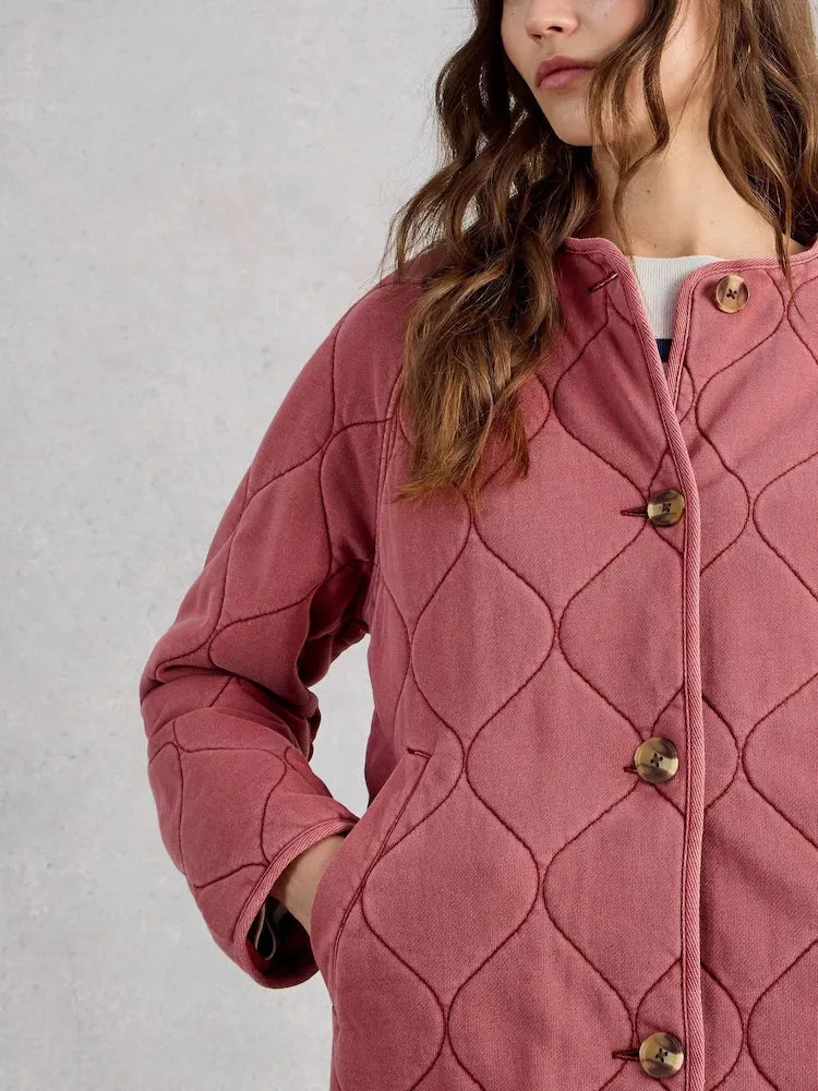 White Stuff Anya Jersey Quilted Jacket - Mid Pink sold by Boutique with Grace product image thumbnail 3