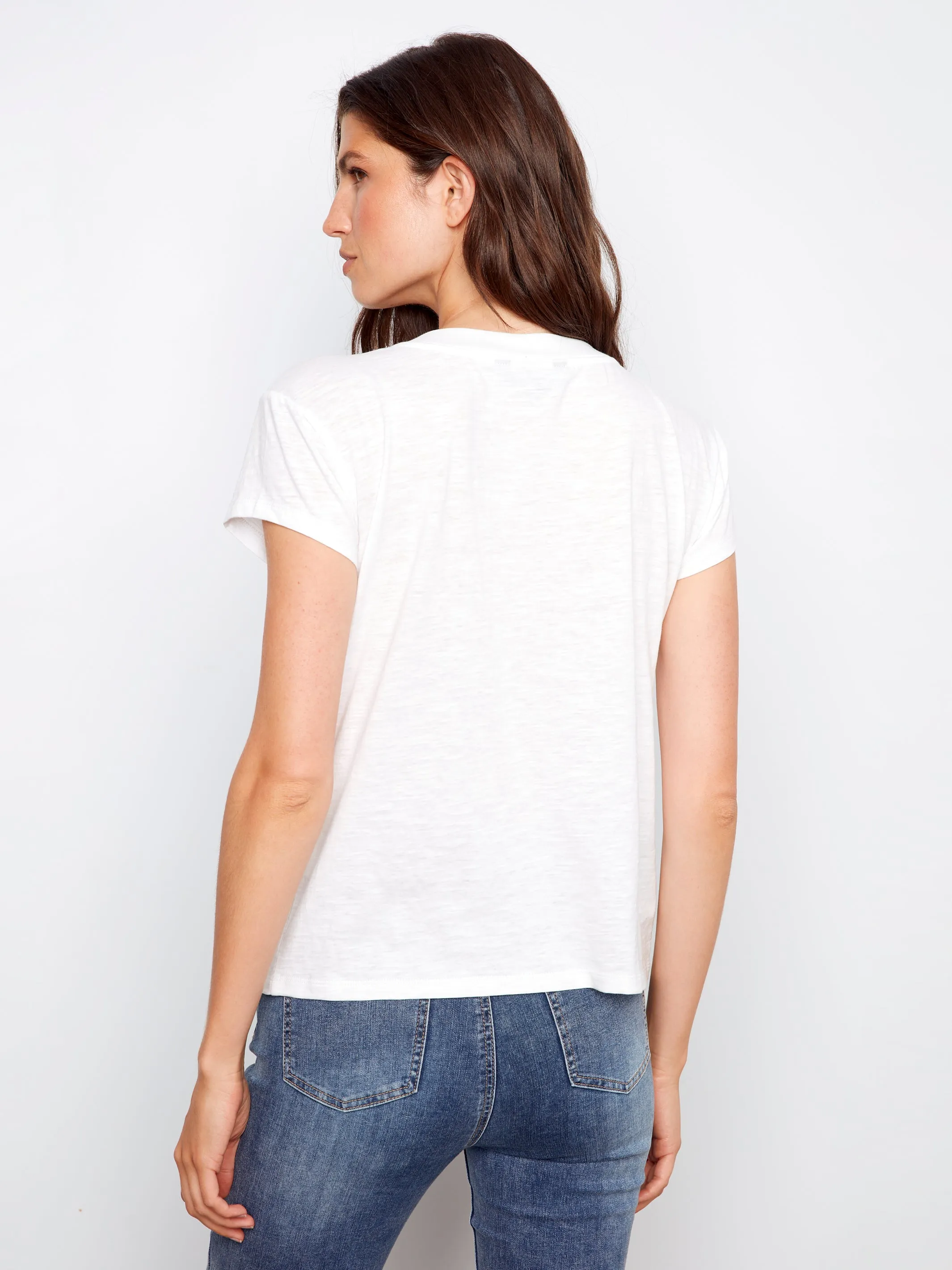 Charlie B Basic V Neck Tee - White sold by Boutique with Grace product image thumbnail 5