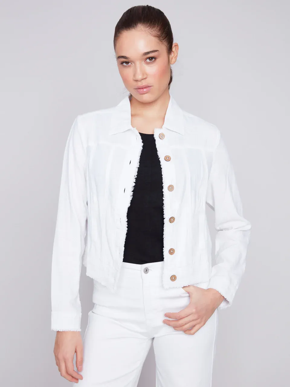 Charlie B Linen Jacket - White sold by Boutique with Grace