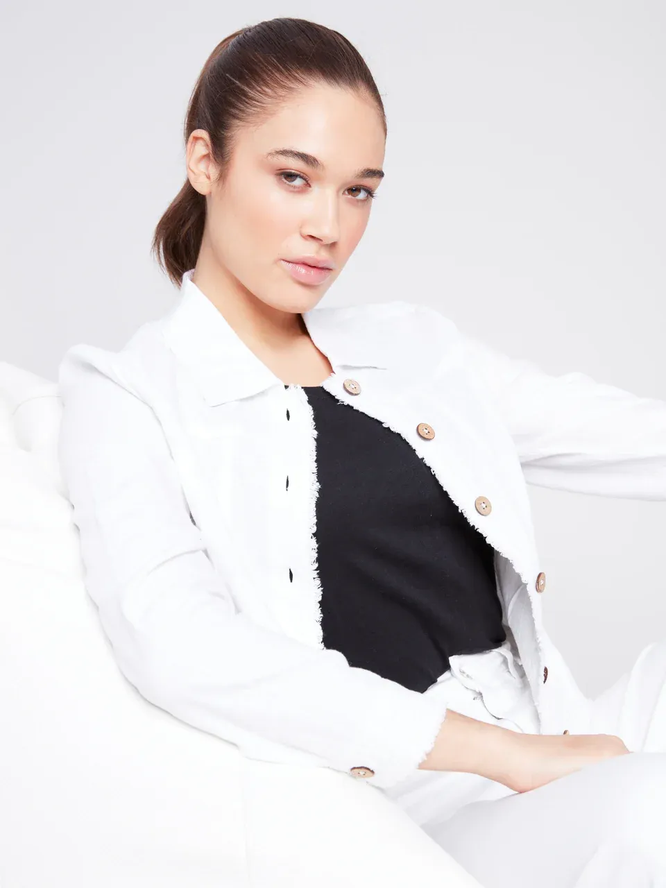 Charlie B Linen Jacket - White sold by Boutique with Grace product image thumbnail 5