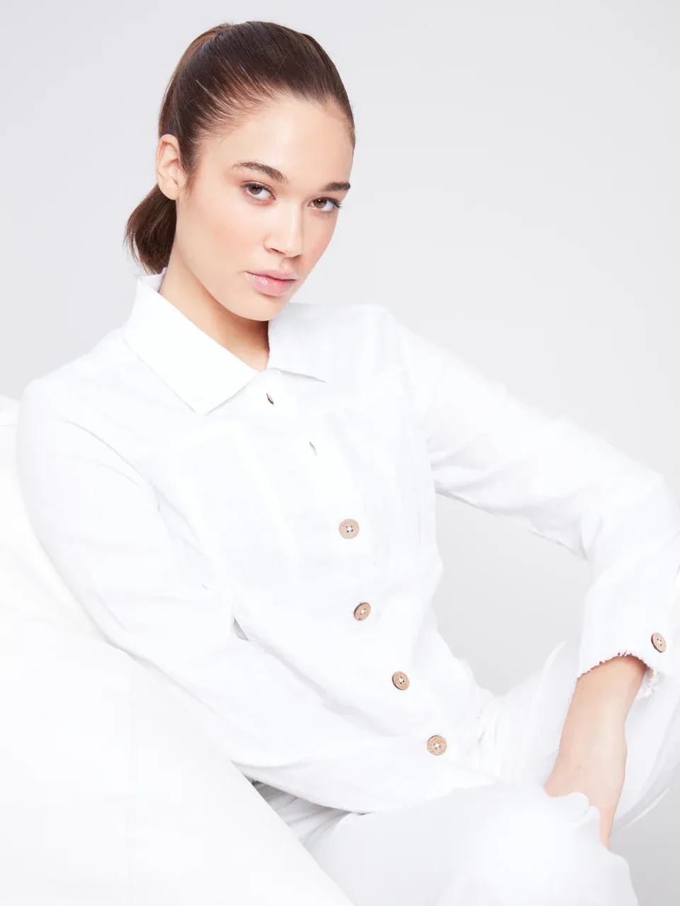 Charlie B Linen Jacket - White sold by Boutique with Grace product image thumbnail 3