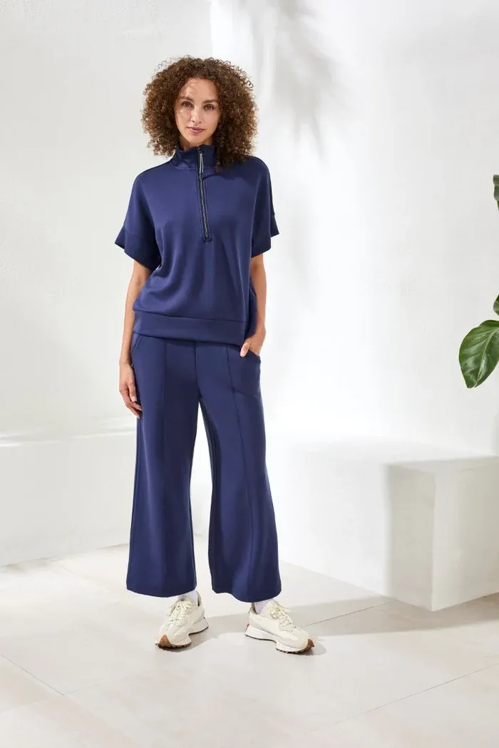 Tribal Technolux Short Sleeve 1/2 Zip - Jet Blue sold by Boutique with Grace