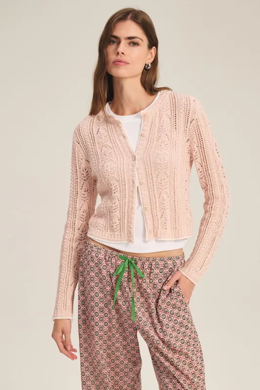 Velvet Daisy Pointelle Cardi - Blush sold by Boutique with Grace