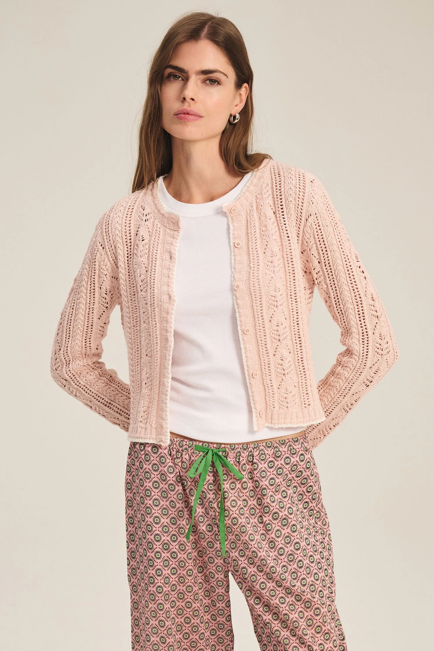 Velvet Daisy Pointelle Cardi - Blush sold by Boutique with Grace product image thumbnail 2