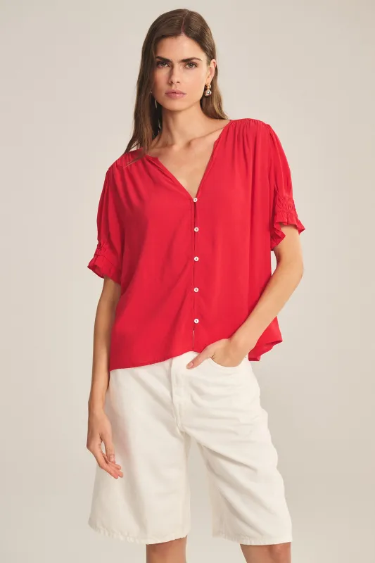 Velvet Carmella Rayon Challis Blouse - Lipgloss sold by Boutique with Grace