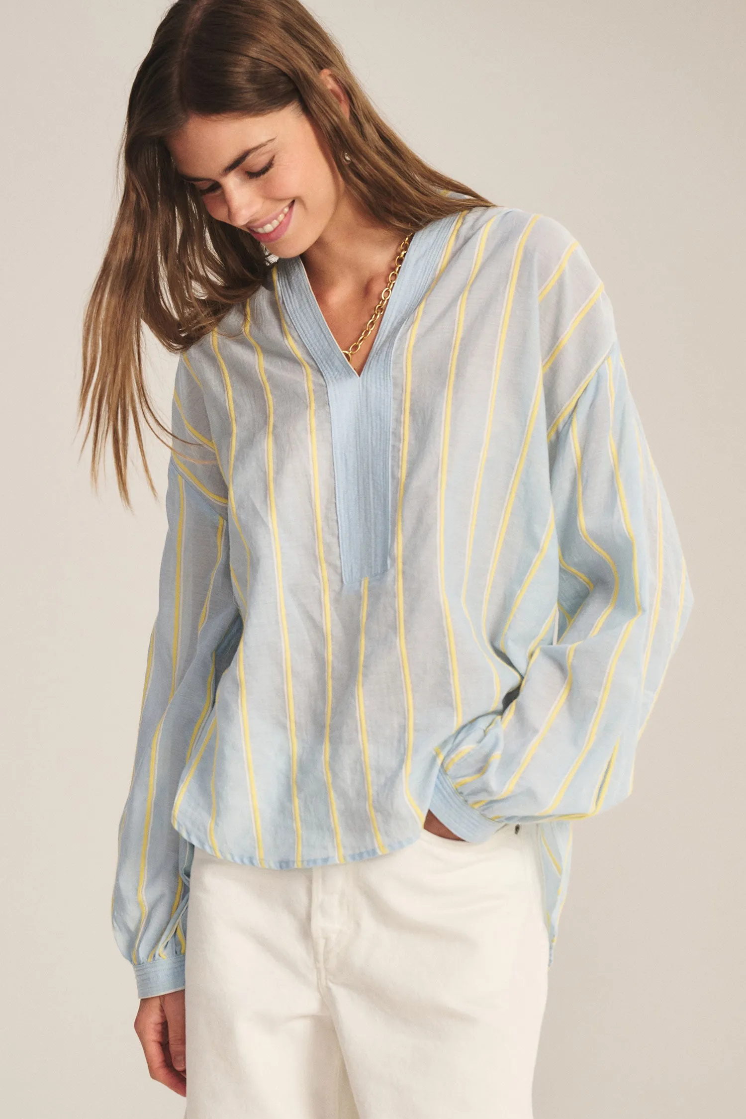 Velvet Analyn Striped Blouse - Blue sold by Boutique with Grace product image thumbnail 3
