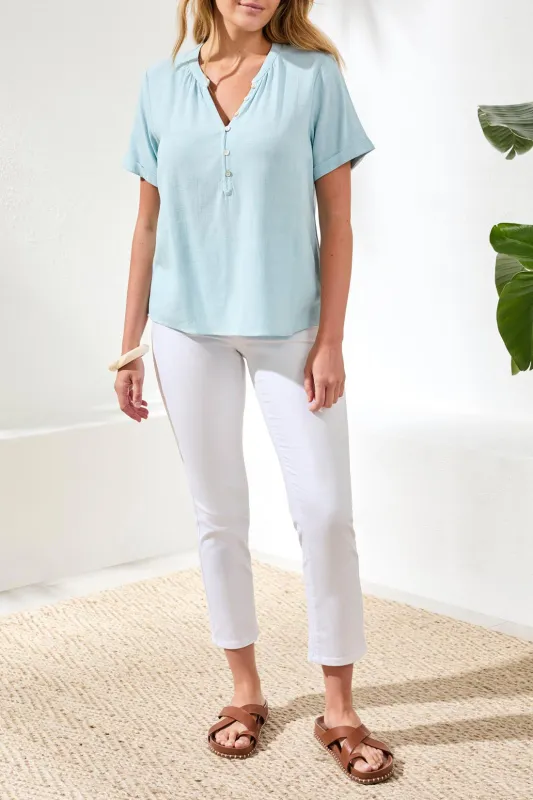 Tribal Ava Top - Light Aqua Sky sold by Boutique with Grace