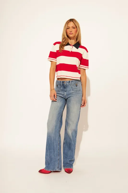 John & Jenn Angelo Polo Sweater - Preppy Crimson sold by Boutique with Grace