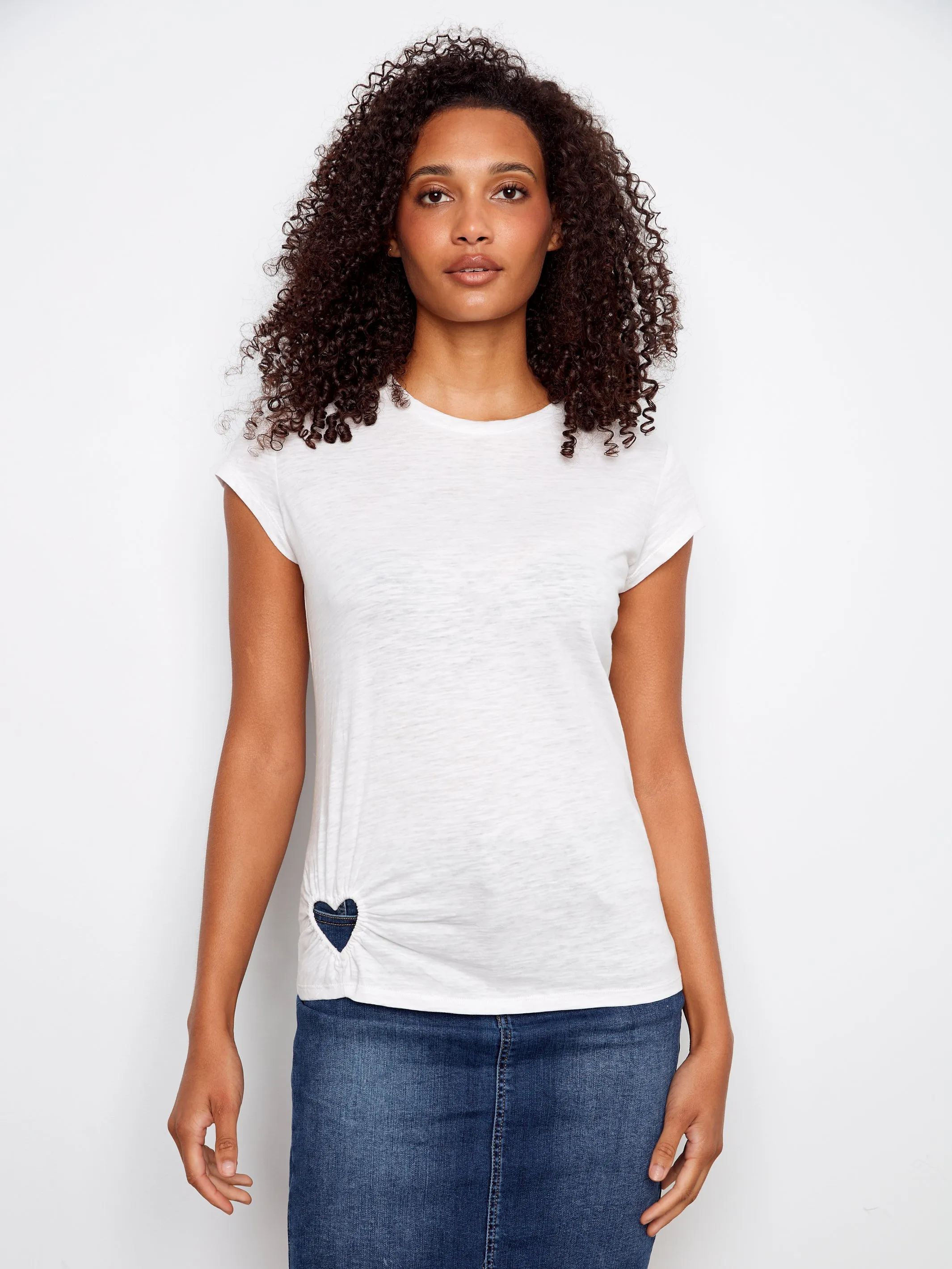 Charlie B Heart Detail Tee - White sold by Boutique with Grace product image thumbnail 4