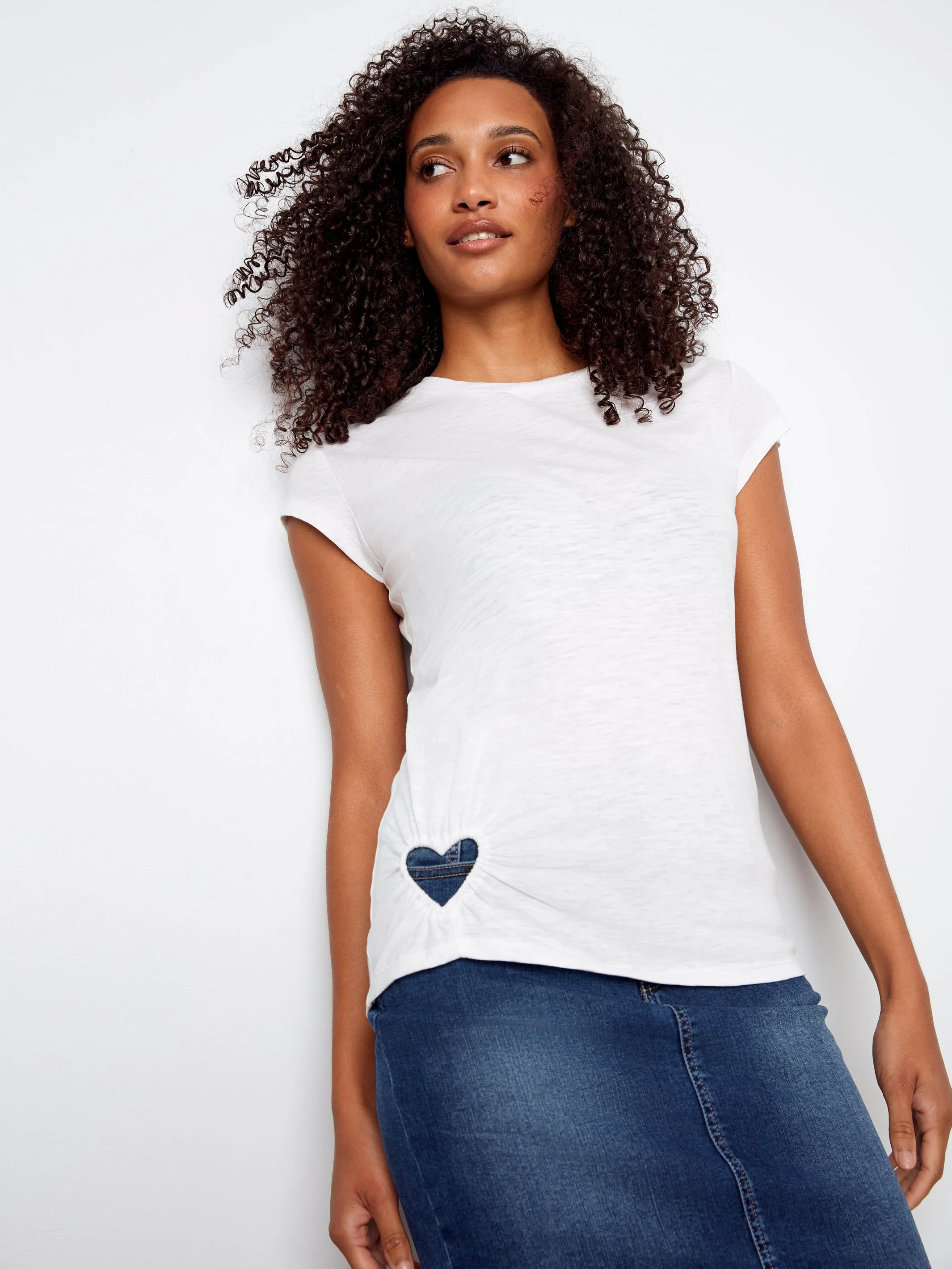 Charlie B Heart Detail Tee - White sold by Boutique with Grace product image thumbnail 2