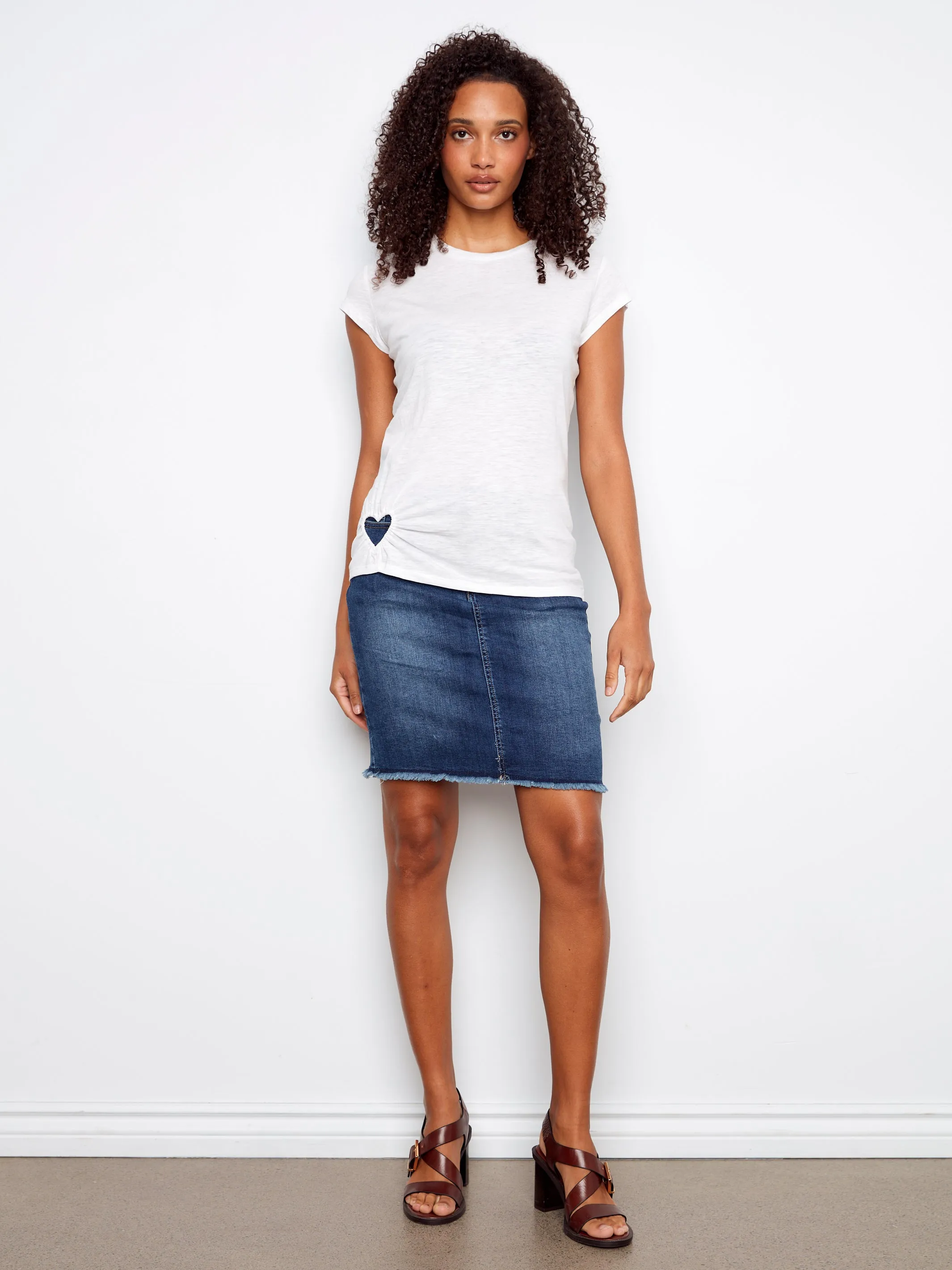Charlie B Heart Detail Tee - White sold by Boutique with Grace product image thumbnail 3