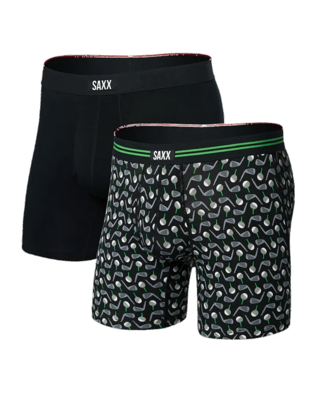 Saxx Vibe Xtra Boxer Brief Fly 2 Pack - Back Nine/Black made by SAXX
