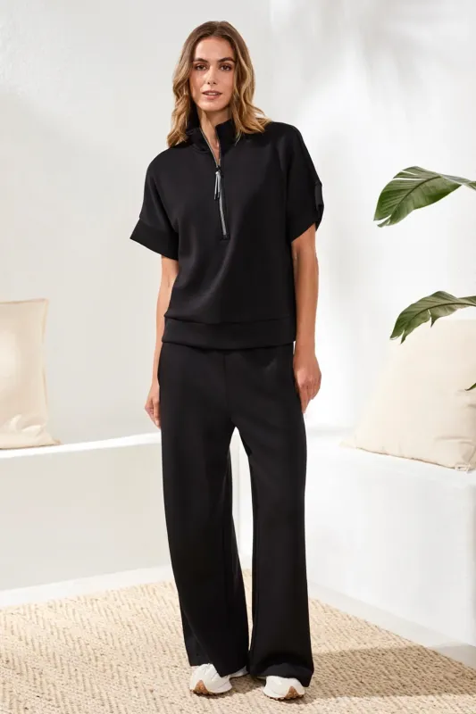 Tribal Technolux Short Sleeve 1/2 Zip - Black made by Tribal