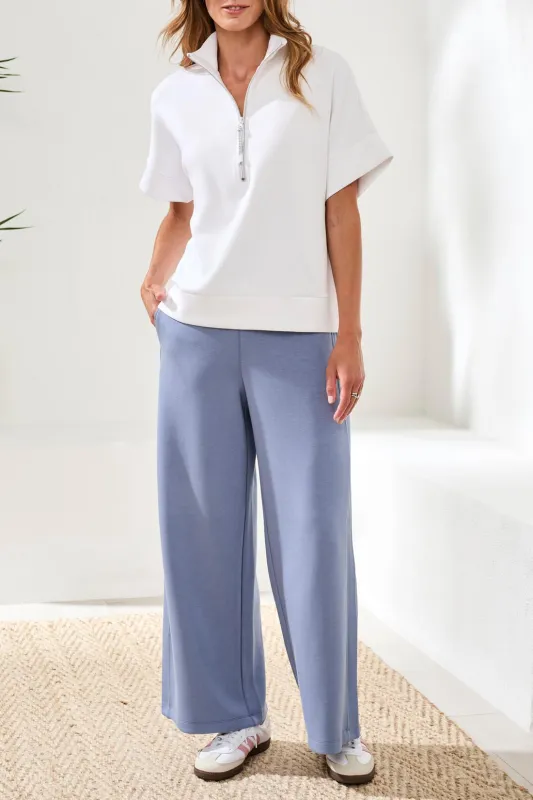 Tribal Technolux Short Sleeve 1/2 Zip - White made by Tribal