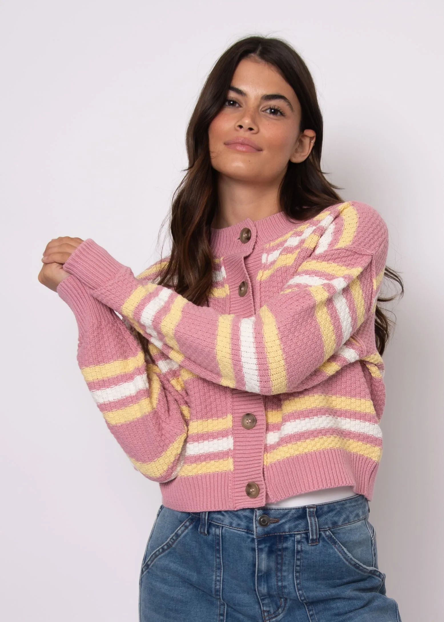 RD Lavanna Crew Cardigan - Petal Pink sold by Boutique with Grace product image thumbnail 2