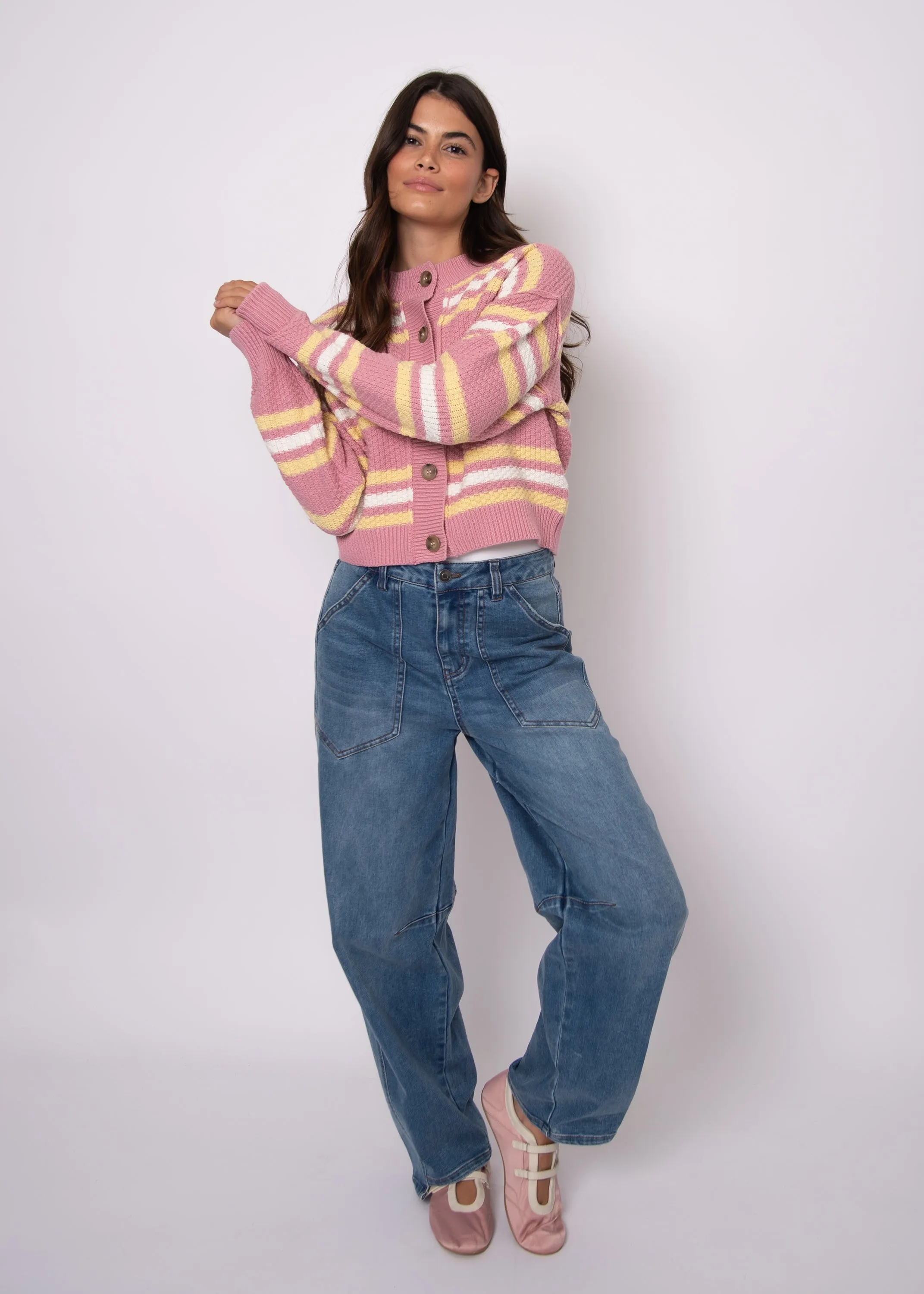 RD Lavanna Crew Cardigan - Petal Pink sold by Boutique with Grace product image thumbnail 3