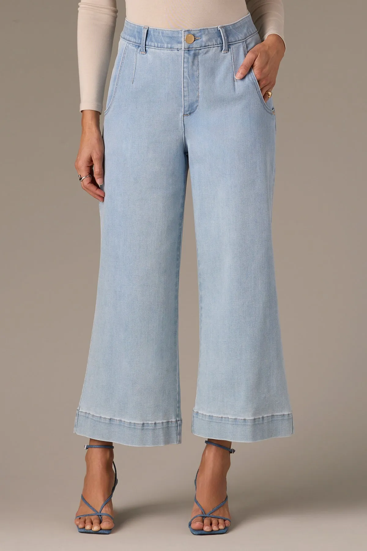 Wit & Wisdom Whitney Crop Wide Leg - Light Blue sold by Boutique with Grace