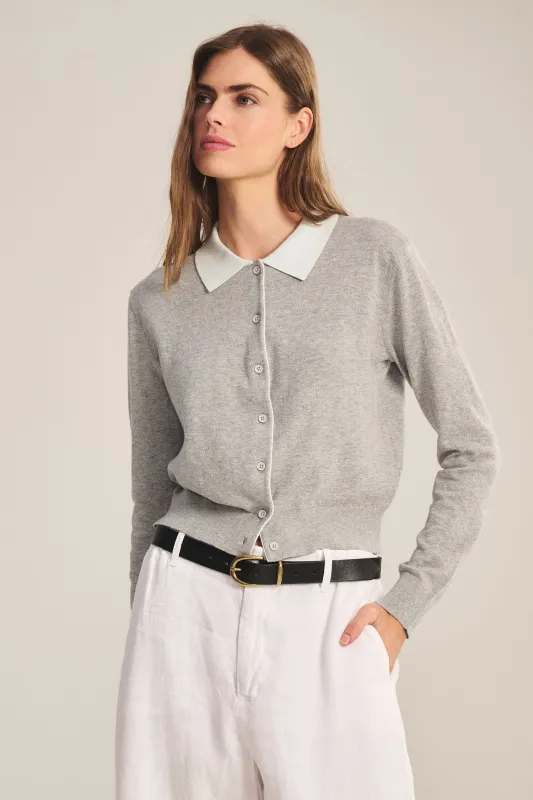 Velvet Riven Cotton Cashmere Cardi - Heather Grey made by Velvet