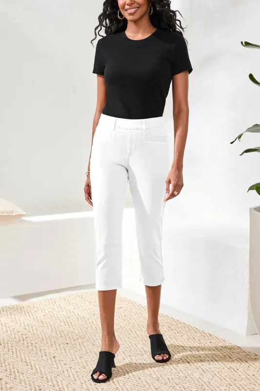 Tribal Pull On Capri - White made by Tribal