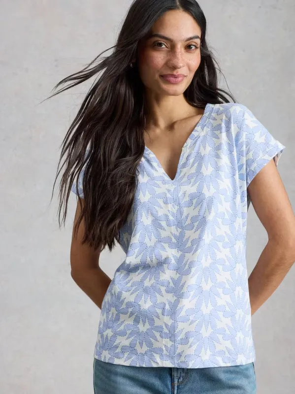 White Stuff Nelly Notch Tee - Blue Print 26 made by Boutique with Grace