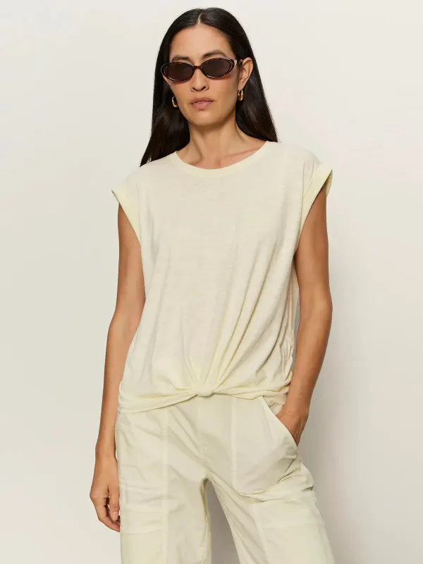 Sanctuary Knotted Muscle Tee - Lemon Drop made by Boutique with Grace