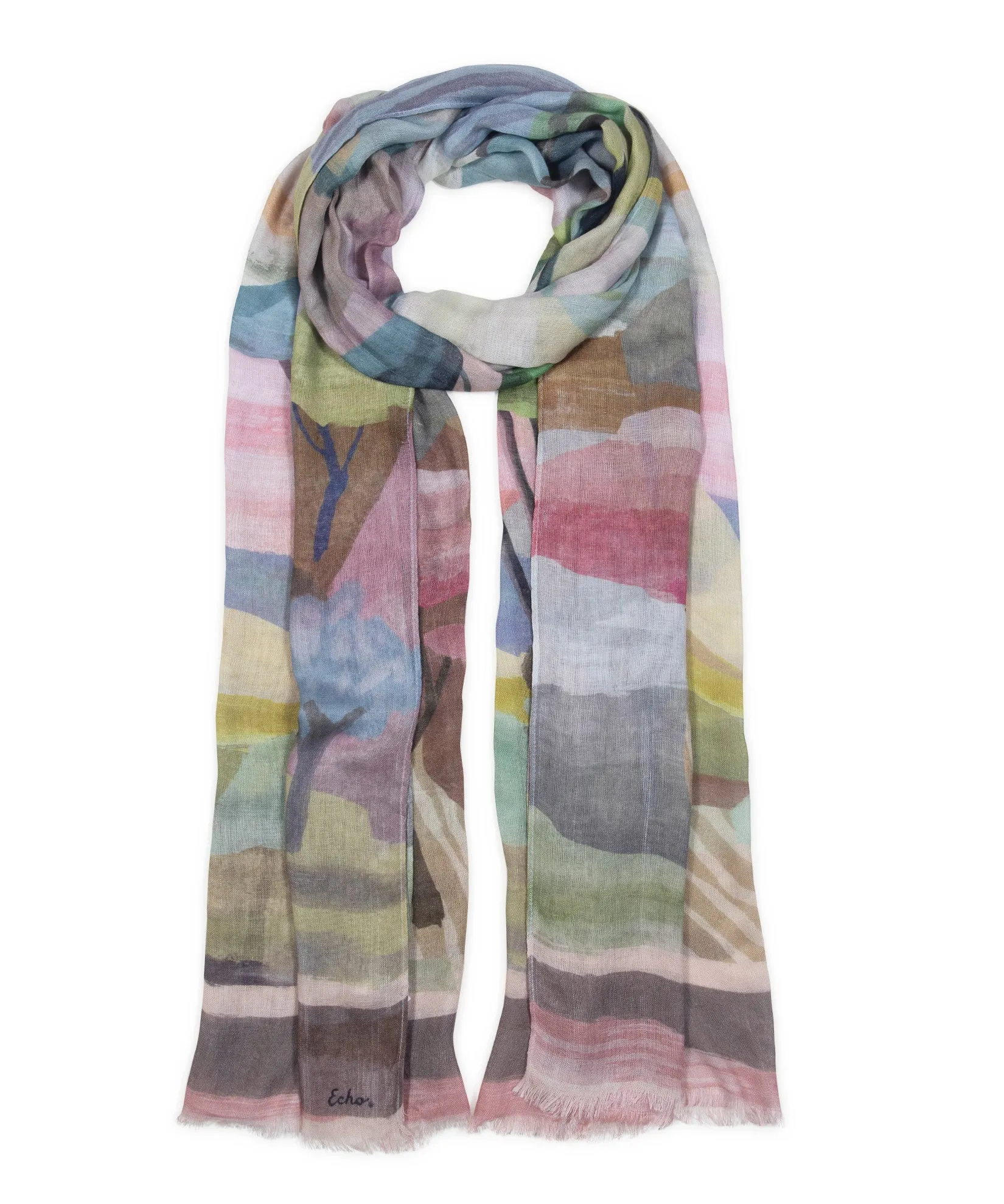 Echo Painterly Landscape Wrap - Pebble sold by Boutique with Grace
