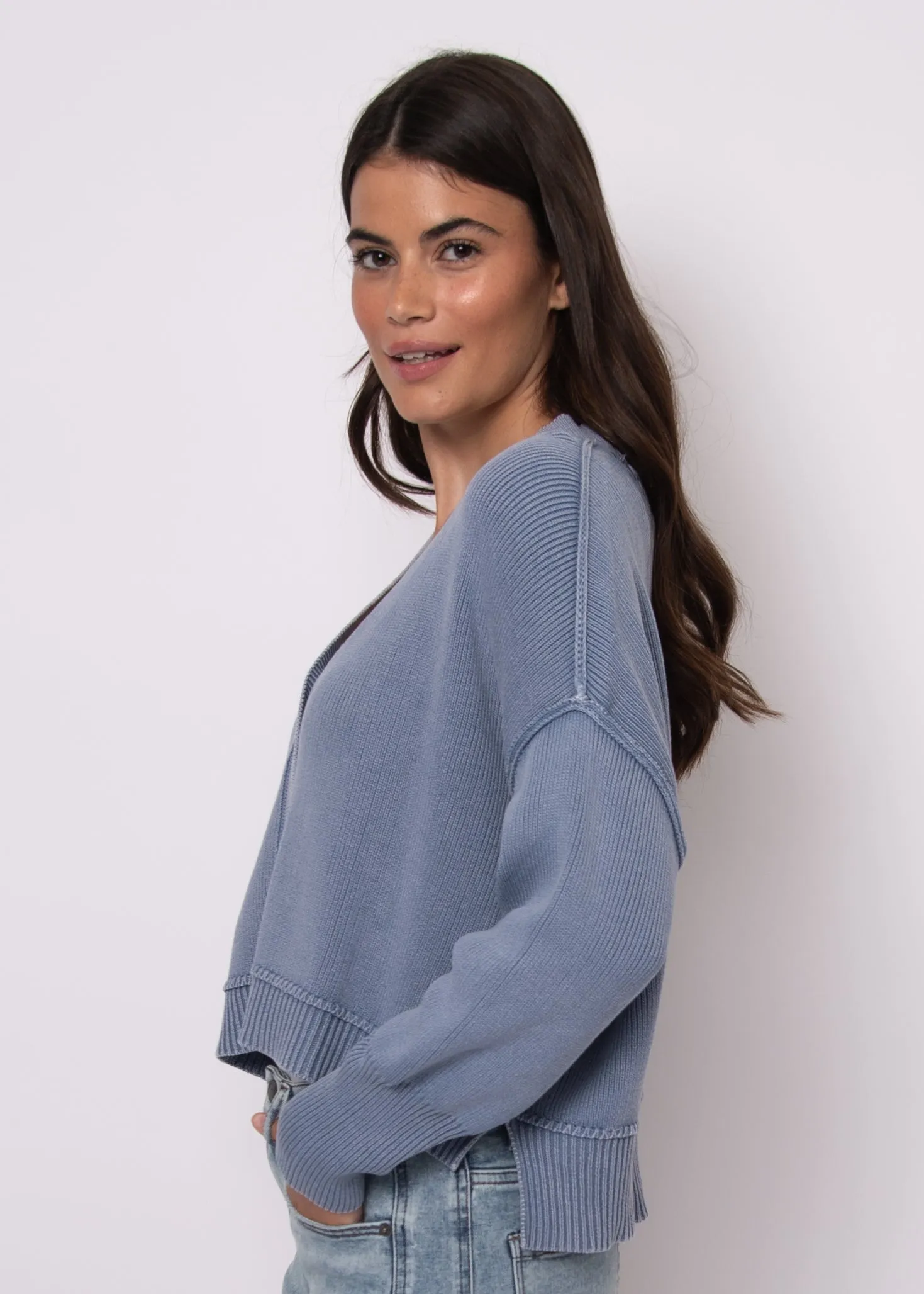 RD Sumire V Neck Cardi - Acid Blue sold by Boutique with Grace product image thumbnail 4