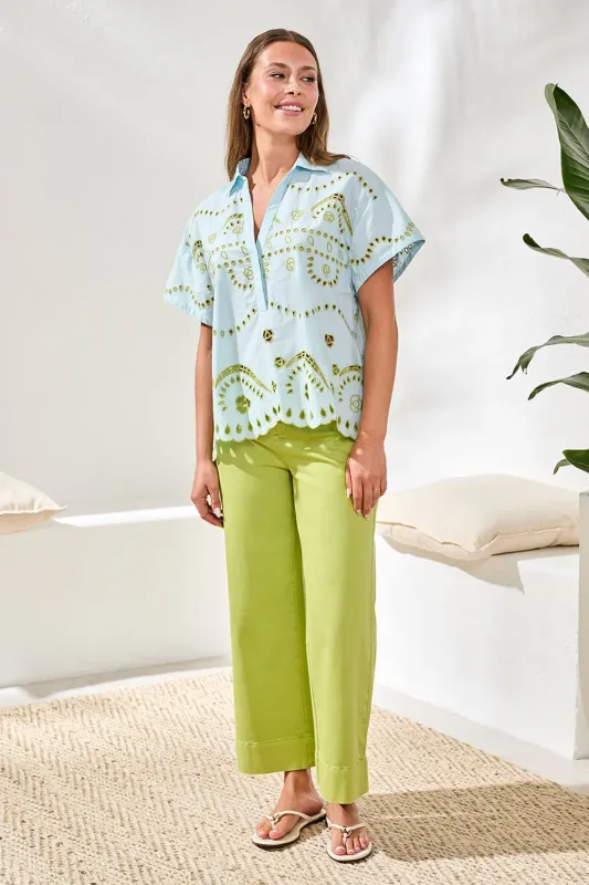 Tribal Ciel Blouse - Light Aqua Sky made by Tribal