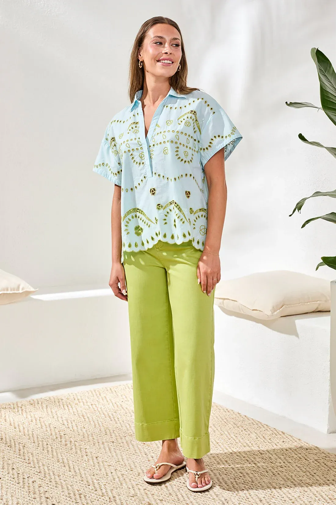 Tribal Ciel Blouse - Light Aqua Sky sold by Boutique with Grace