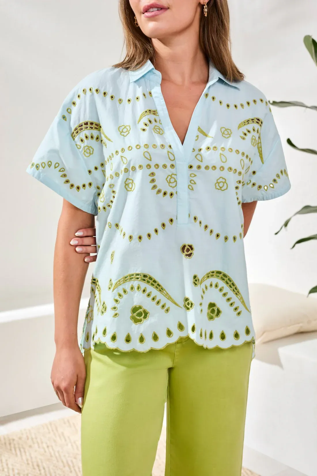 Tribal Ciel Blouse - Light Aqua Sky sold by Boutique with Grace product image thumbnail 2