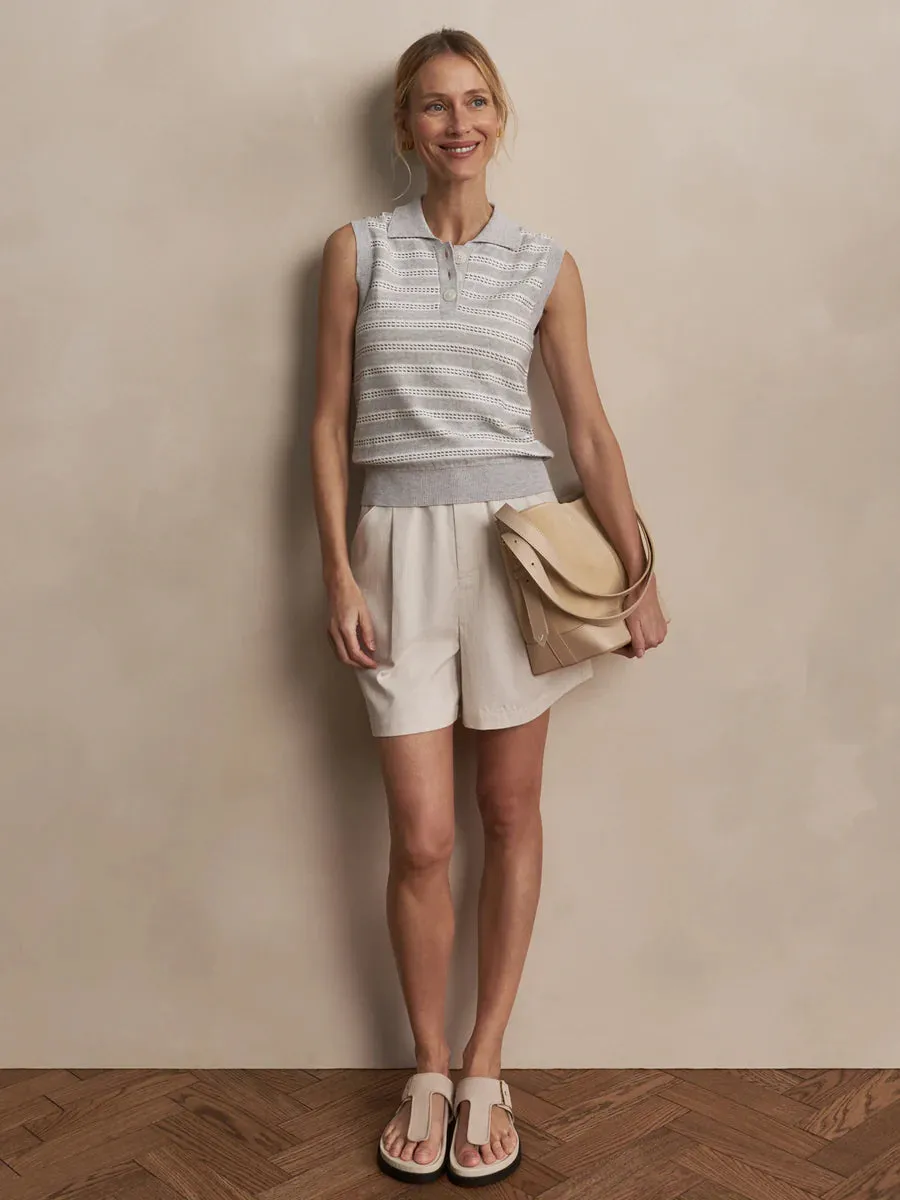 Varley Dannah Stripe Knit Top - Light Grey Marl sold by Boutique with Grace