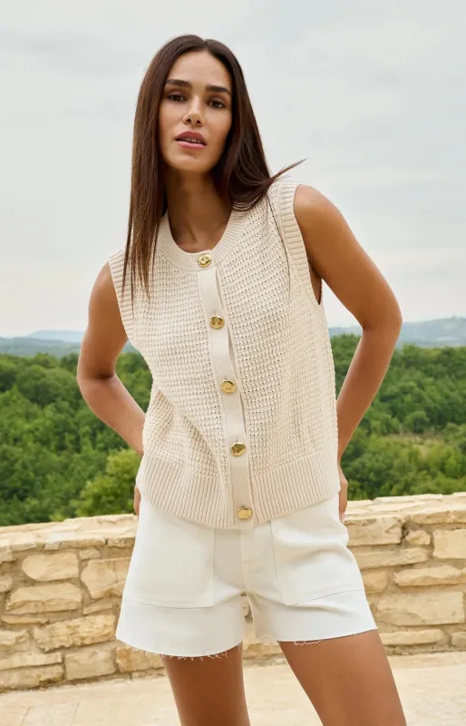 Yaya Knit Vest - Creme/Gold made by Boutique with Grace