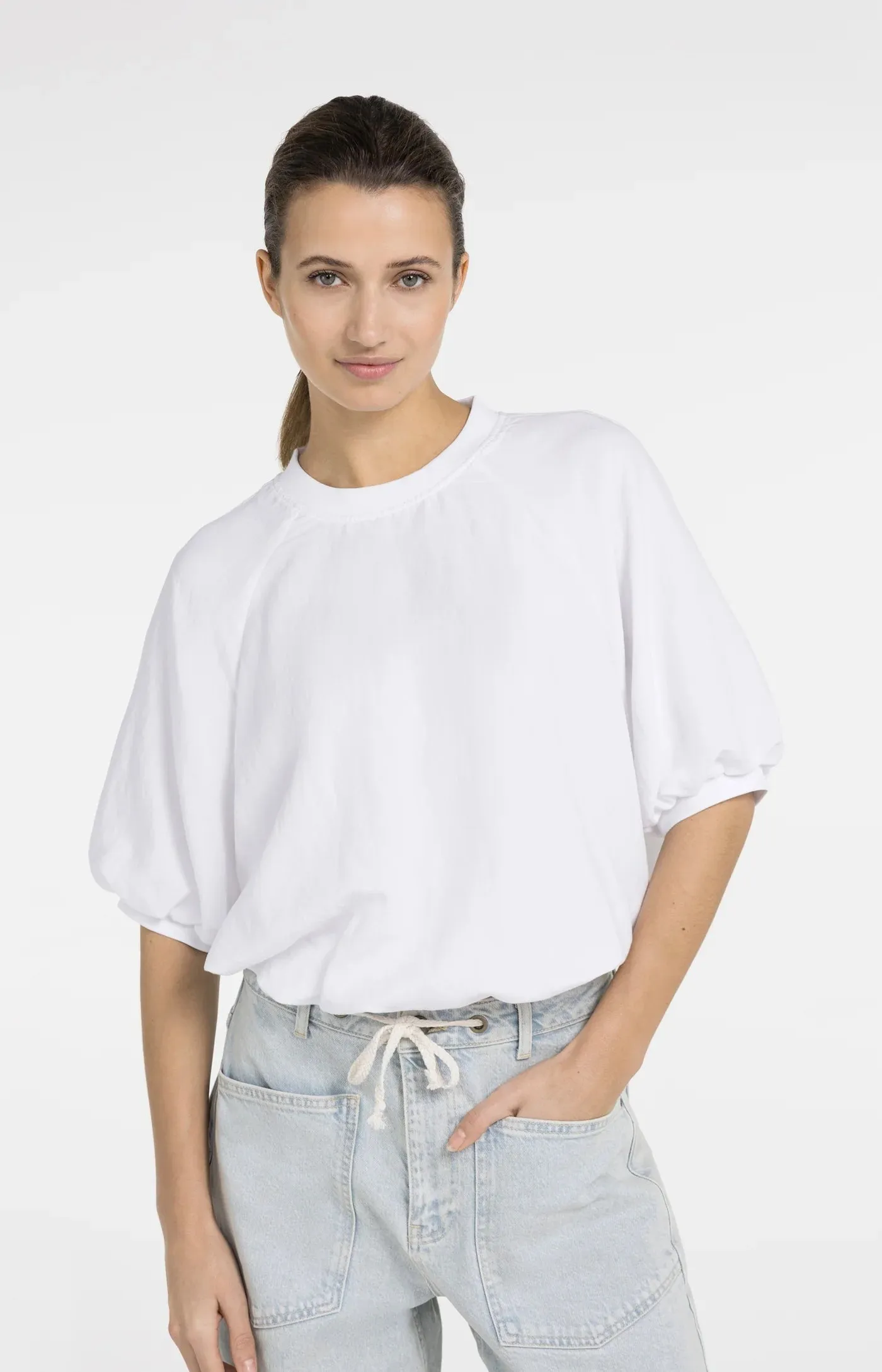 Yaya Woven Balloon Tee - White sold by Boutique with Grace product image thumbnail 2