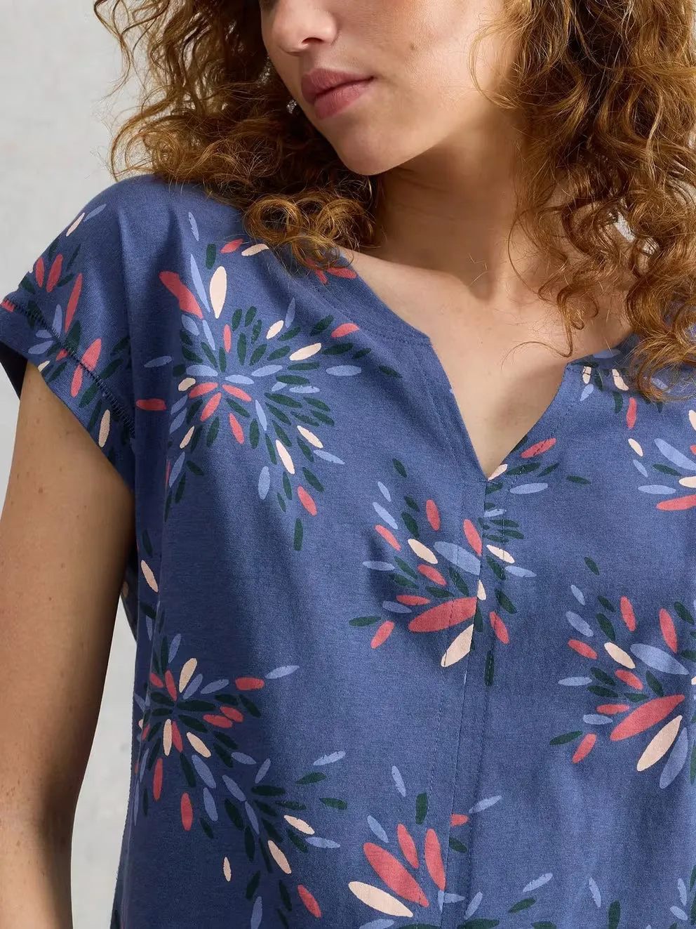 White Stuff Nelly Notch Neck Tee - Navy Multi sold by Boutique with Grace product image thumbnail 3
