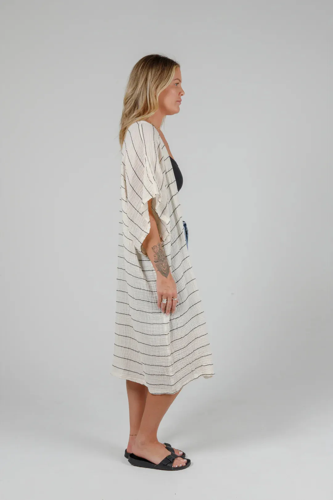 Tofino Towel Co. The Rosa Short Coverup - Ecru/Black Stripe sold by Boutique with Grace product image thumbnail 5