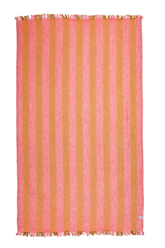 Tofino Towel Co. The Banks Gauze Muslin Towel - Pink Multi made by Tofino Towel Co