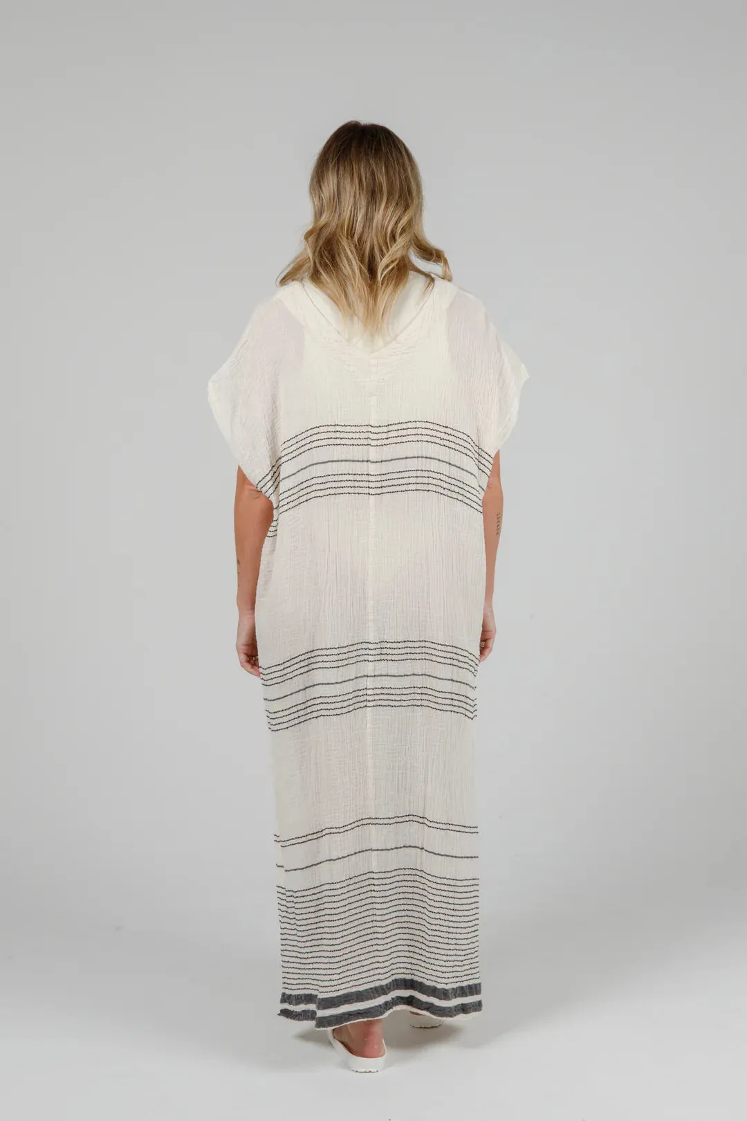 Tofino Towel Co. The Cierra Caftan - Ecru/Black Stripe sold by Boutique with Grace product image thumbnail 4