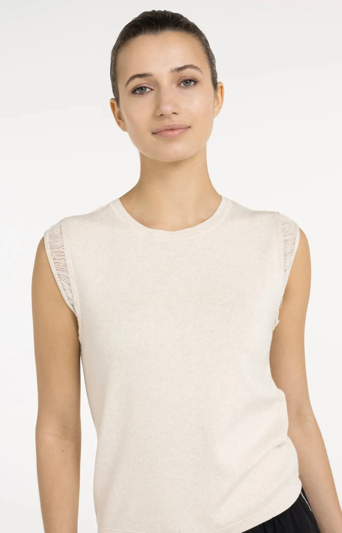 Yaya Fringe Detail Knit Tee - Creme sold by Boutique with Grace product image thumbnail 3
