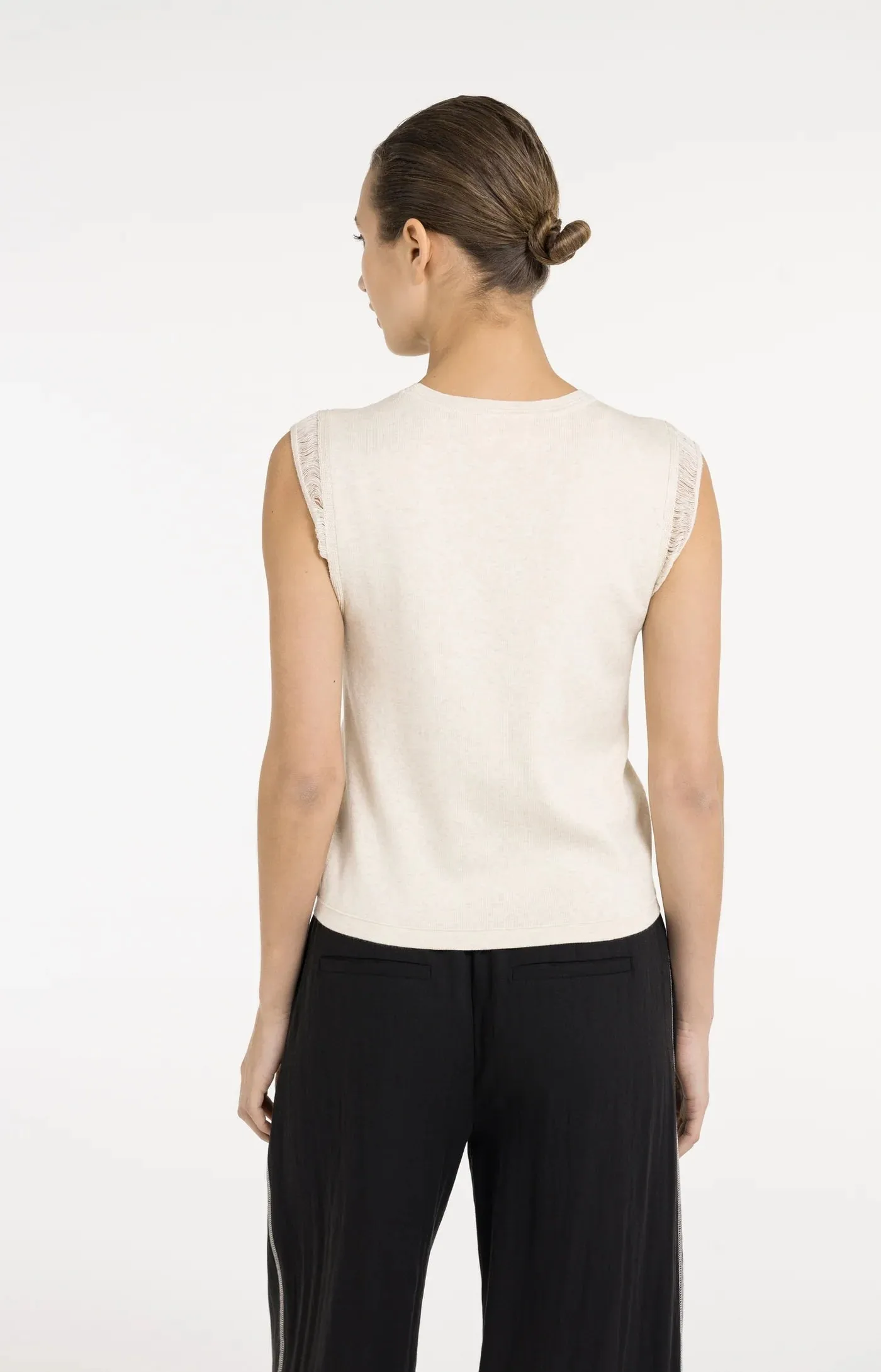 Yaya Fringe Detail Knit Tee - Creme sold by Boutique with Grace product image thumbnail 4
