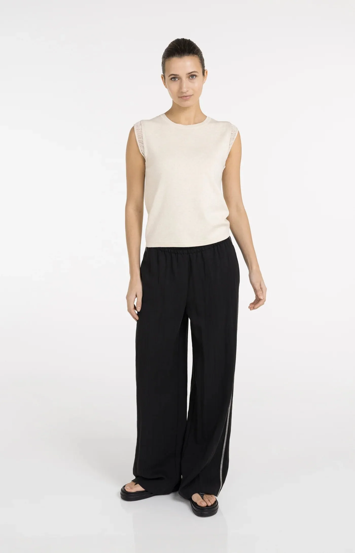 Yaya Fringe Detail Knit Tee - Creme sold by Boutique with Grace product image thumbnail 5