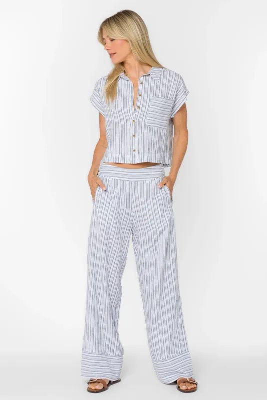 Velvet Heart Dana Pant - Washed Blue Stripe made by Velvet Heart