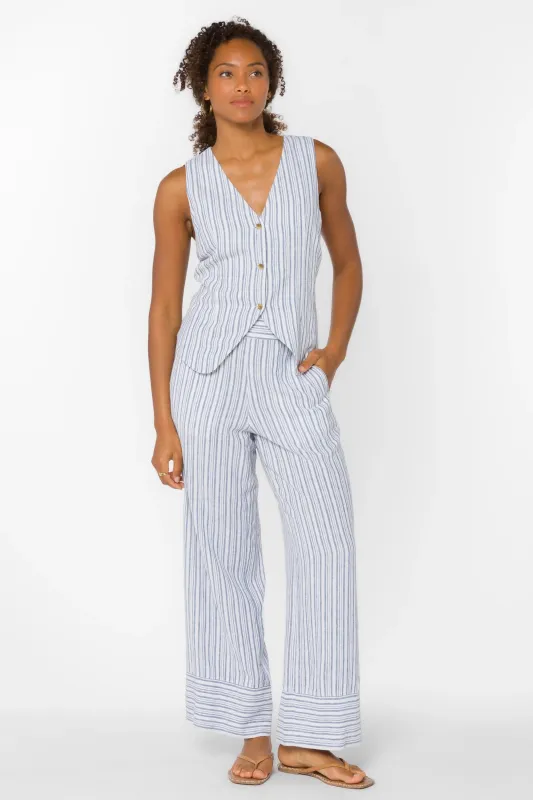 Velvet Heart Quincy Vest - Washed Blue Stripe made by Velvet Heart