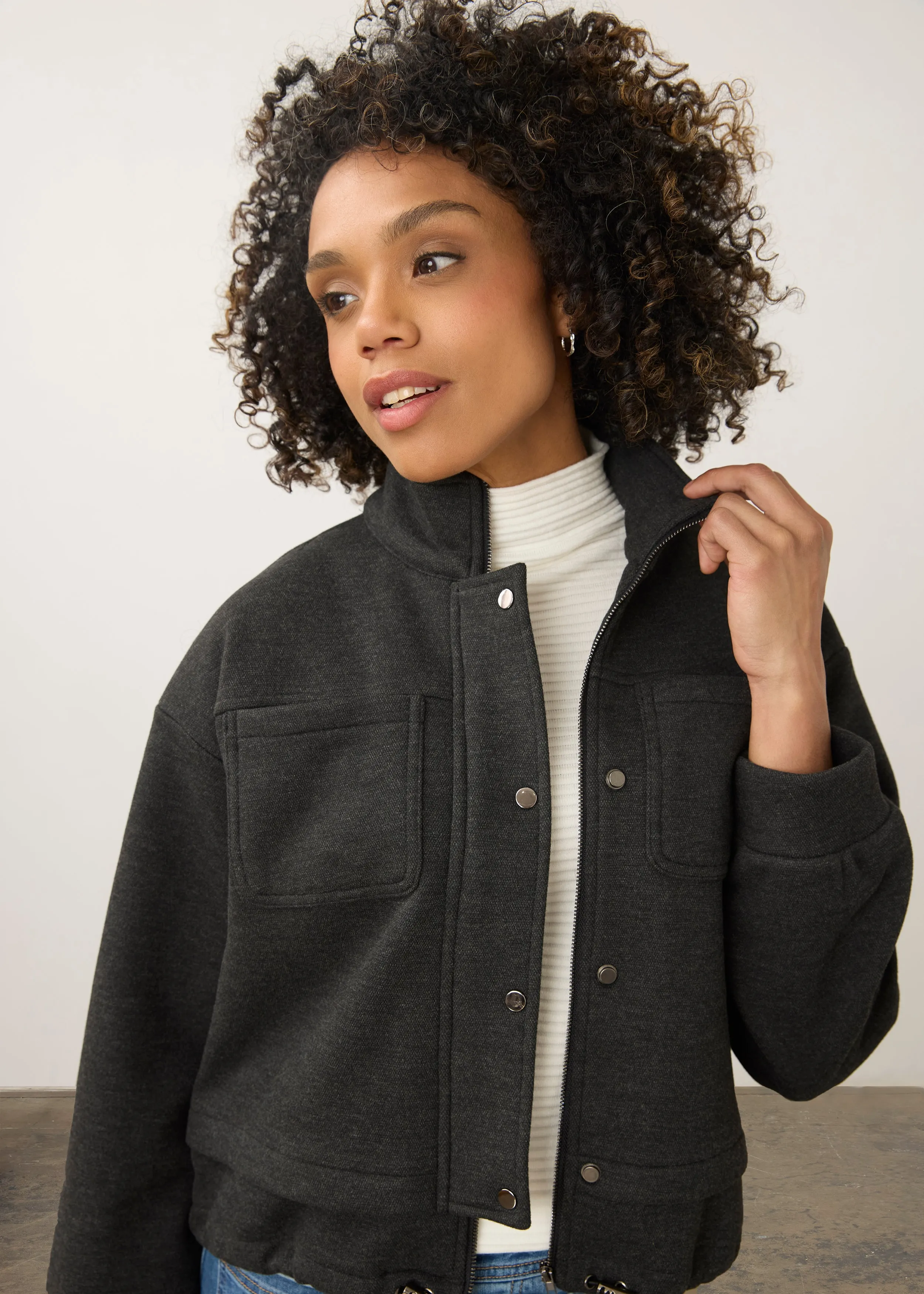 FDJ Bomber Knit Jacket - Charcoal sold by Boutique with Grace product image thumbnail 2