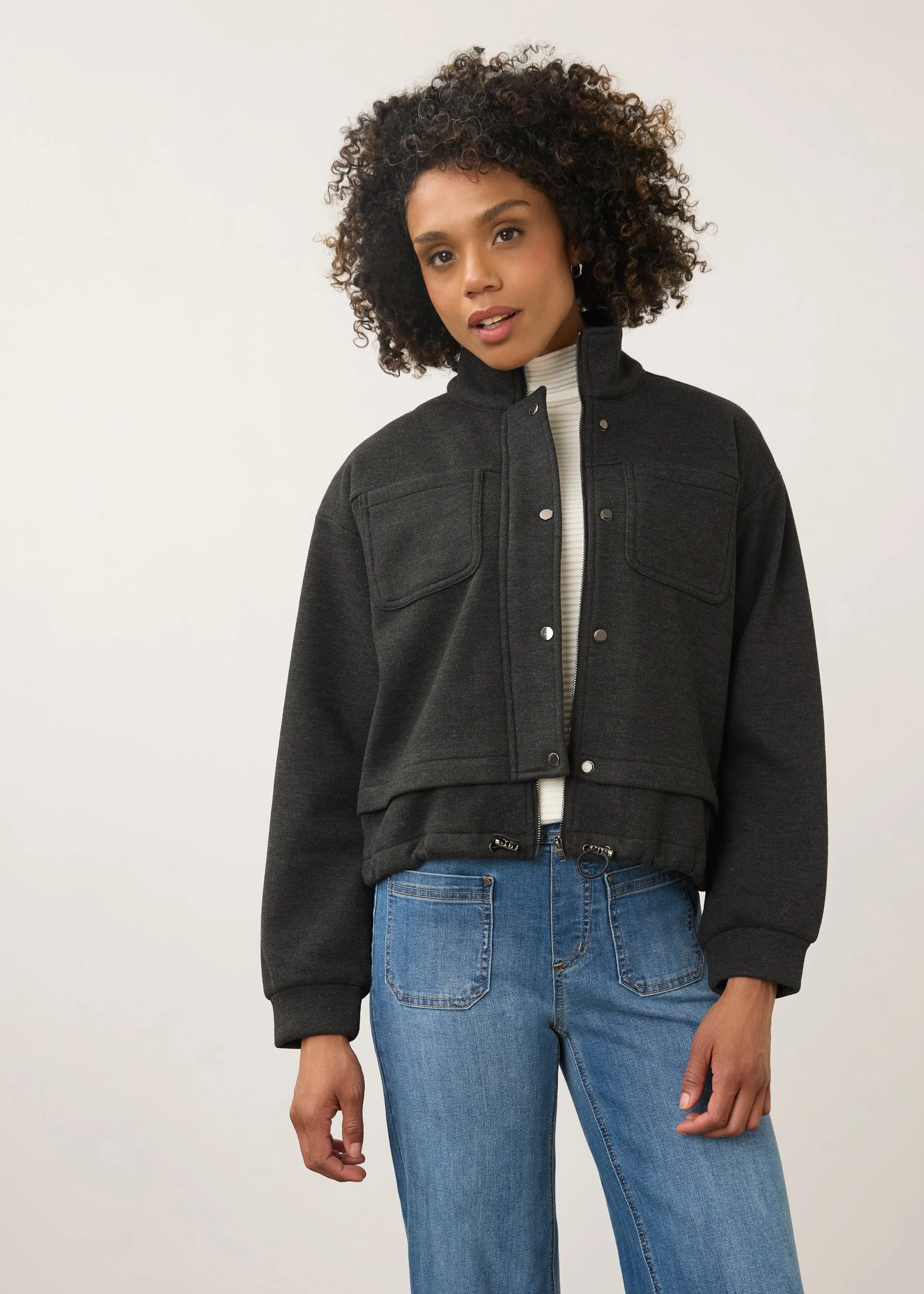 FDJ Bomber Knit Jacket - Charcoal sold by Boutique with Grace product image thumbnail 3