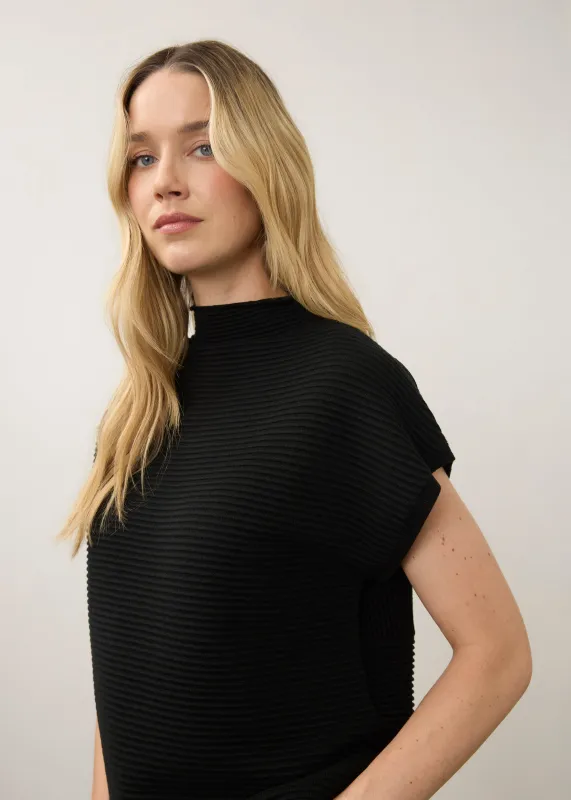FDJ Ottoman Cap Sleeve Sweater - Black made by Boutique with Grace