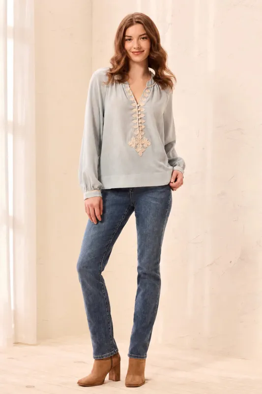 Tribal Goldie Blouse - Blue Fog made by Tribal