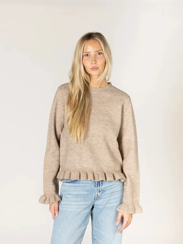Lyla & Luxe Adair Ruffle Sweater - Putty made by Lyla + Luxe
