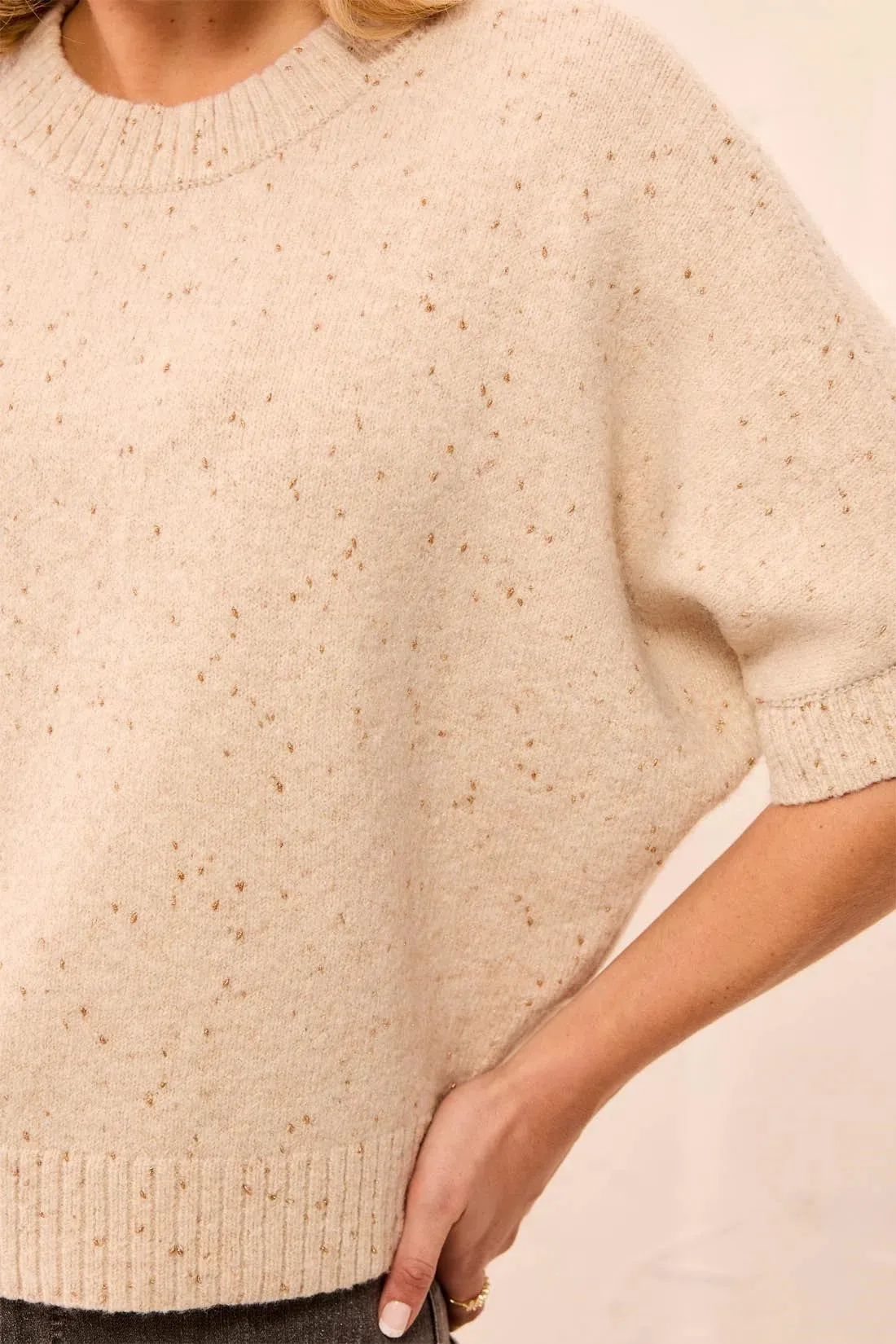 Tribal Lofty Sparkle SS Sweater - Pashmina sold by Boutique with Grace