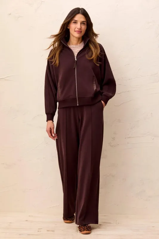 Tribal Soft Lounge Wide Leg Pintuck Pant - Saddle Brown made by Tribal