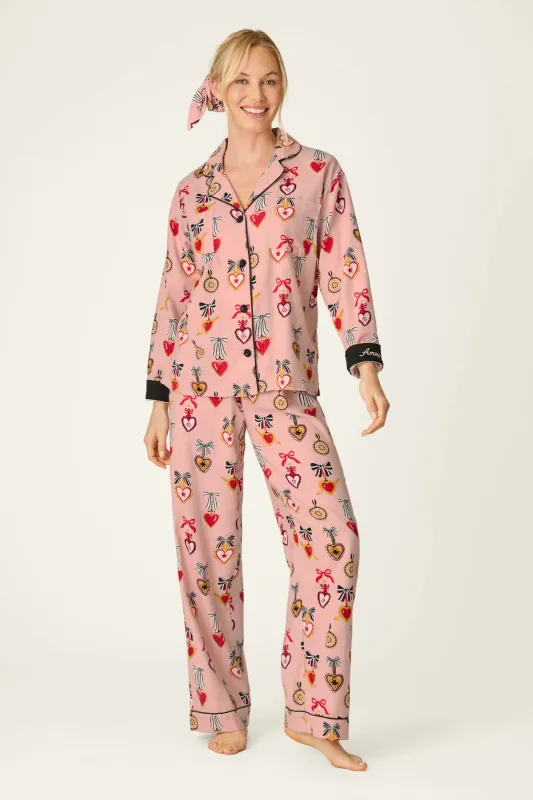 PJ Salvage Flannel PJ Set - Amour Iced Rose made by P.J. Salvage